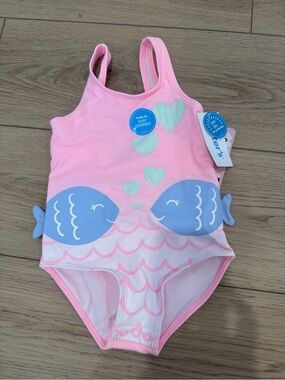 Carter's Pink One-Piece Swimsuit with Blue Fish